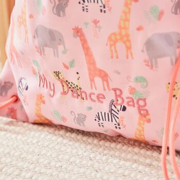 Personalised Pink Safari Print Drawstring Bag, 7 of 8