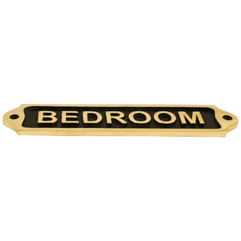 Bedroom Door Sign Plaque Antique Brass Finish, 4 of 5