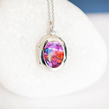 Personalised Pink Turquoise Locket In Sterling Silver, 2 of 12