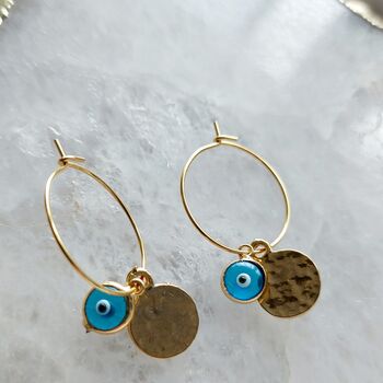 Hammered Coin Thin Hoop Earrings, 7 of 9