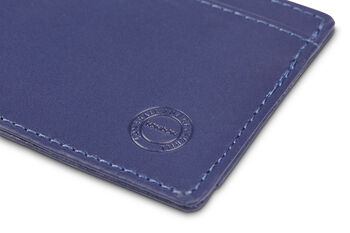 Blue Leather Card Holder With Rfid Protection, 4 of 5