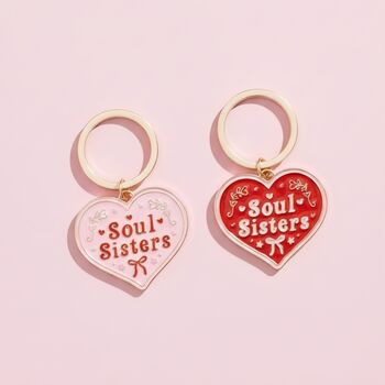 Soul Sisters Heart Best Friends Keyring Or Bag Charm Set, 3 of 3