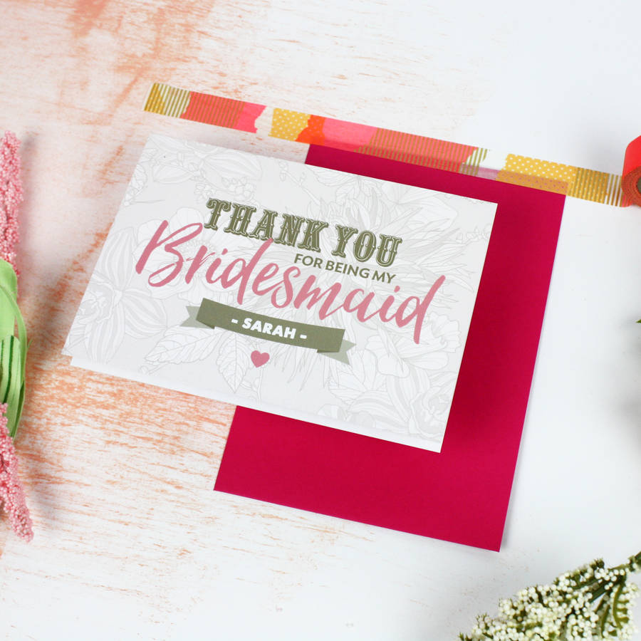 Personalised Thank You Bridesmaid Card By Love Paper Co ...