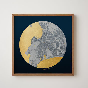 Personalised Circular Map Print With Gold Leaf, 3 of 6