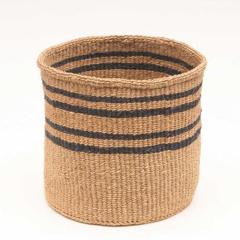 Thin Stripe Charcoal And Natural Storage Basket, 6 of 8