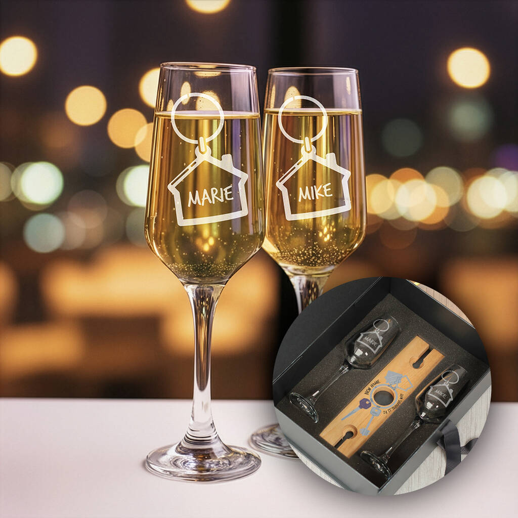New Home Champagne Flutes And Bottle Butler Gift Set, 1 of 6