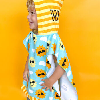 Personalised Happy Sun Toddler Hooded Towel, 6 of 12