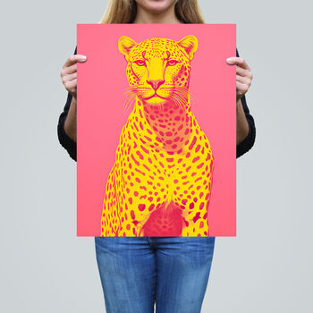 Cerise Cheetah Bold Animal Yellow Pink Wall Art Print, 2 of 6