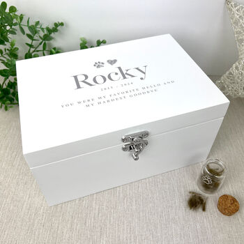 Personalised Sketch Pet Memorial White Wooden Keepsake Box 22cm | 27cm | 30cm, 4 of 12
