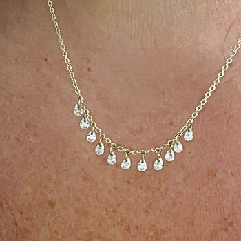 Pear Diamond Five Dangle Necklace, 2 of 7