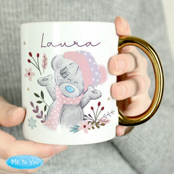 Personalised Me To You Cosy Winter Gold Handled Mug – Christmas Gift, 3 of 4