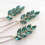 Emerald Green Crystal Hair Pins, thumbnail 1 of 5