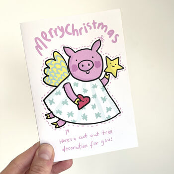 Pigs Might Fly Christmas Tree Decoration Card, 3 of 3