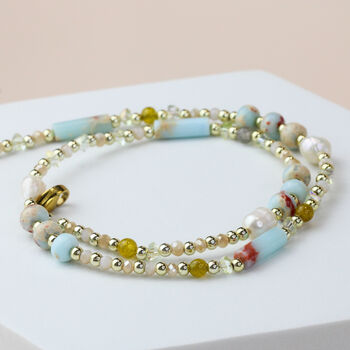 Pastel Colour Gold Beaded Necklace, 4 of 5
