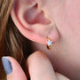 Silver Cz Star Huggie Hoop Earrings, thumbnail 3 of 7