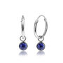 September Birthstone Hoop Earrings With Blue Sapphire In Silver, thumbnail 1 of 4