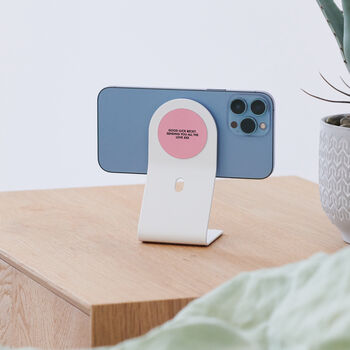 Personalised Nightstand Magsafe iPhone Dock | White, 5 of 8