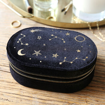Starry Night Velvet Oval Jewellery Case, 4 of 11