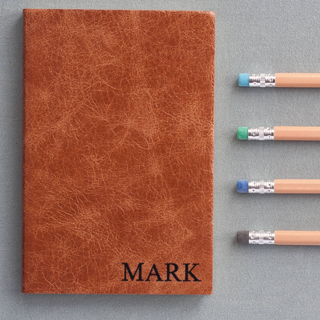 leather personalised notebook' by the leather diary and leather
