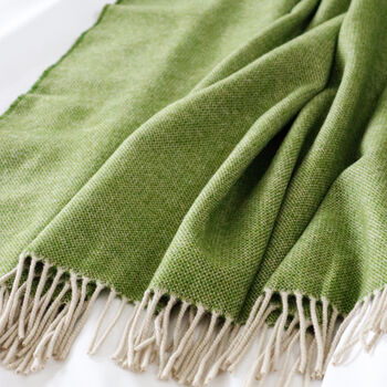 Extra Large Green Woven Lambswool Throw, 4 of 5