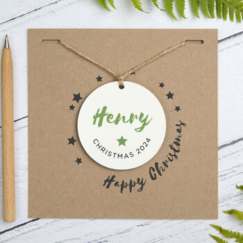 Personalised Christmas Tree Decoration Christmas Card, 6 of 6