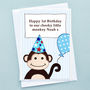 'Monkey' Personalised Boys Birthday Card, thumbnail 1 of 5
