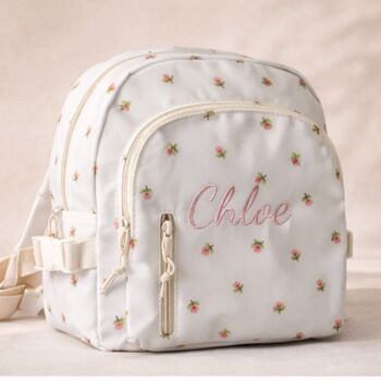 Personalised Custom Embroidered Ditsy Girls Rounded Backpack, 3 of 5