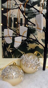 White Kintsugi Christmas Decorations, 8 of 10