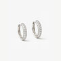 Women's Sterling Silver Small Pavé Hoop Earrings, thumbnail 2 of 4