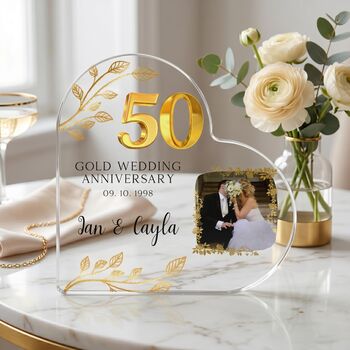Personalised 50th Anniversary Acrylic Heart Plaque, 5 of 5