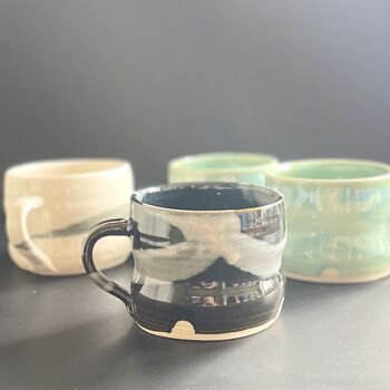 Abstract Splash Medium 300ml Coffee Mug In Cream, Black Or Turquoise, 2 of 12