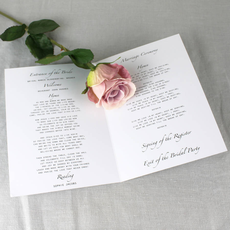 Modern Traditional Wedding Order Of Service By By Florence Modern Traditional Wedding Order Of Service By By Florence