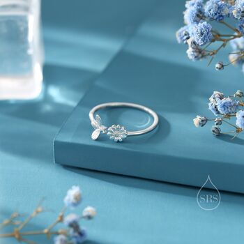 Sterling Silver Bumble Bee And Daisy Ring, 2 of 12