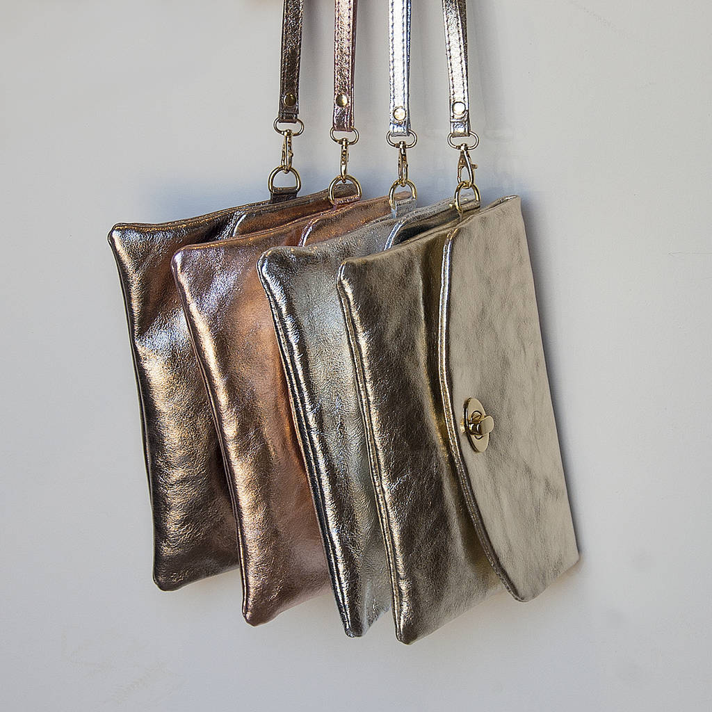 metallic leather clutch bag by grace & valour | www.neverfullmm.com