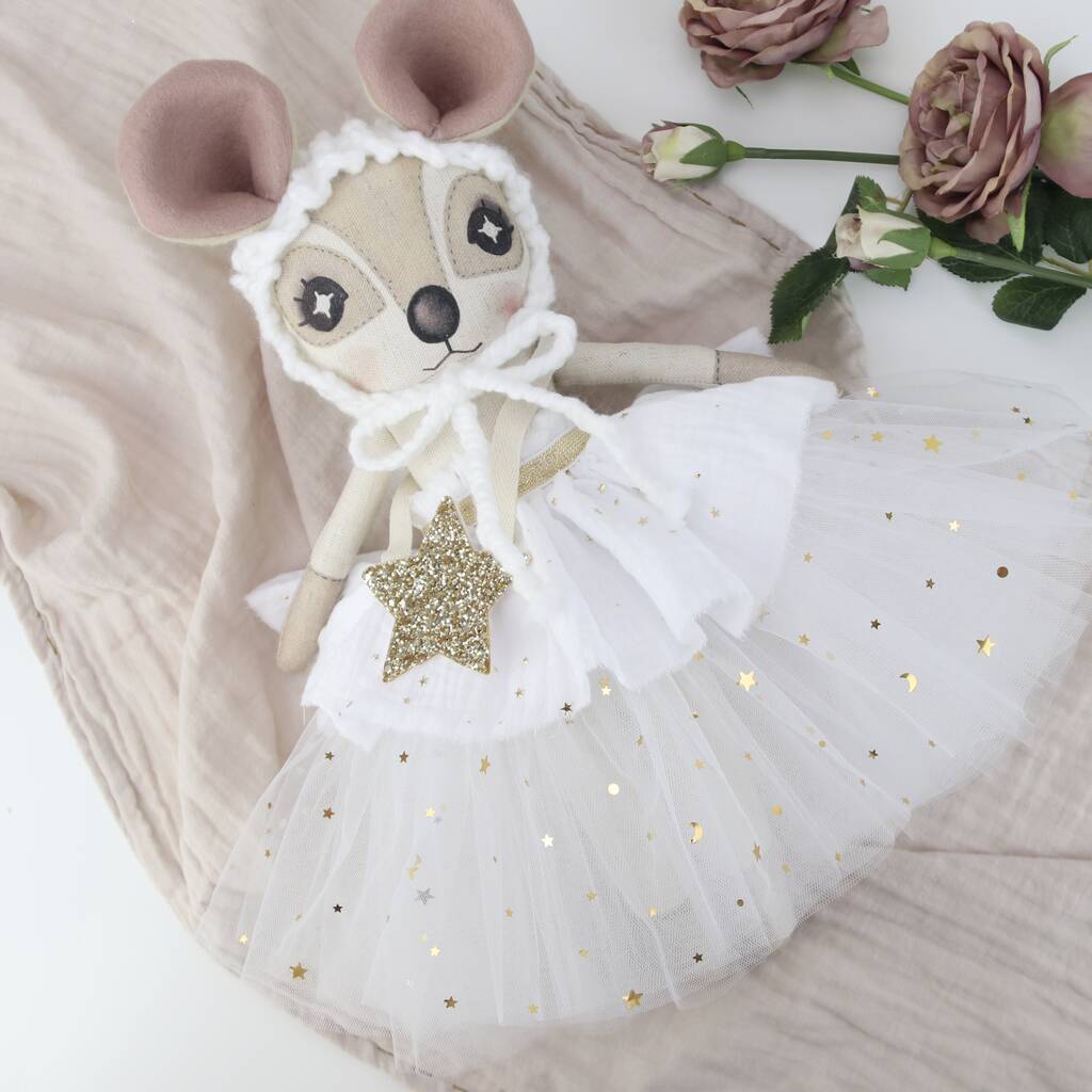 Image of Handmade Heirloom Linen Dormouse Doll Starry