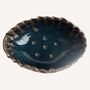 Handmade Teal Blue And Gold Oval Ceramic Soap Dish, thumbnail 8 of 9