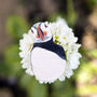 Inky Puffin Eco Wooden Pin Brooch, thumbnail 1 of 7