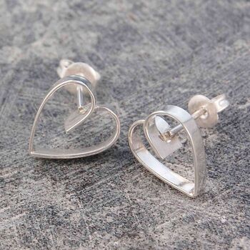 Sterling Silver Heart Frame Drop Earrings, 7 of 9
