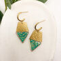 Aqua Gold Flake Triangular Drop Statement Earrings, thumbnail 3 of 10