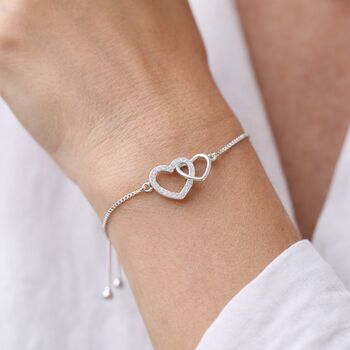 Mother And Daughter Linked Hearts Drawstring Bracelet, 3 of 4