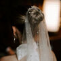 Pearl Embellished Tulle Waterfall Wedding Veil, thumbnail 2 of 9