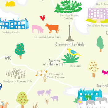Map Of The Cotswolds Art Print, 3 of 6