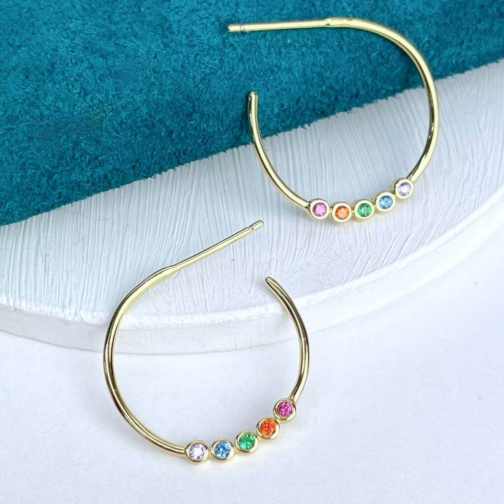 18ct Gold Rainbow Hoop Earrings By Penelopetom