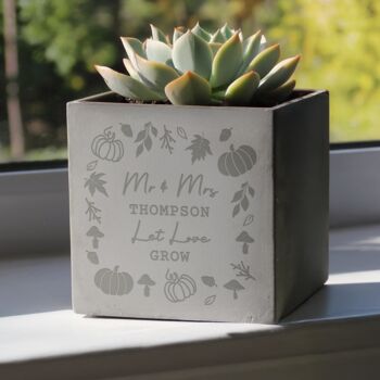 Personalised Autumn Design Concrete Plant Pot, 2 of 3