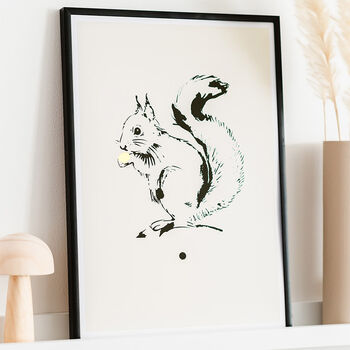 Little Squirrel Art Print In Linen, 2 of 2