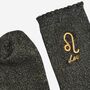 Women's Glitter Socks Black Gold Zodiac Leo, thumbnail 4 of 5