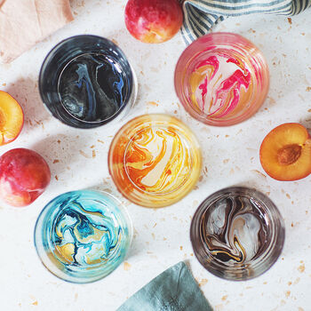 Hand Painted Marbled Tumbler Glass Set, 4 of 12