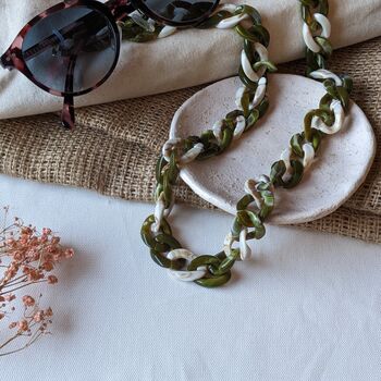 Glasses Chain Warm Marble And Olive Chunky Acrylic, 8 of 10
