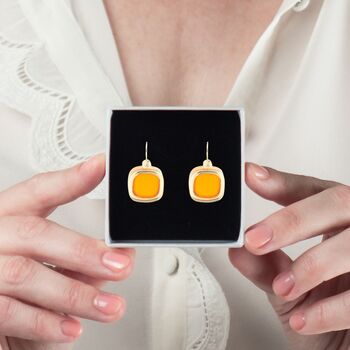 Delicate Gold Wire Earrings In Frosted Colours, 7 of 7