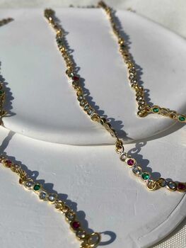 Disco Dots Diamond Emerald And Sapphire Tennis Bracelet, 7 of 8